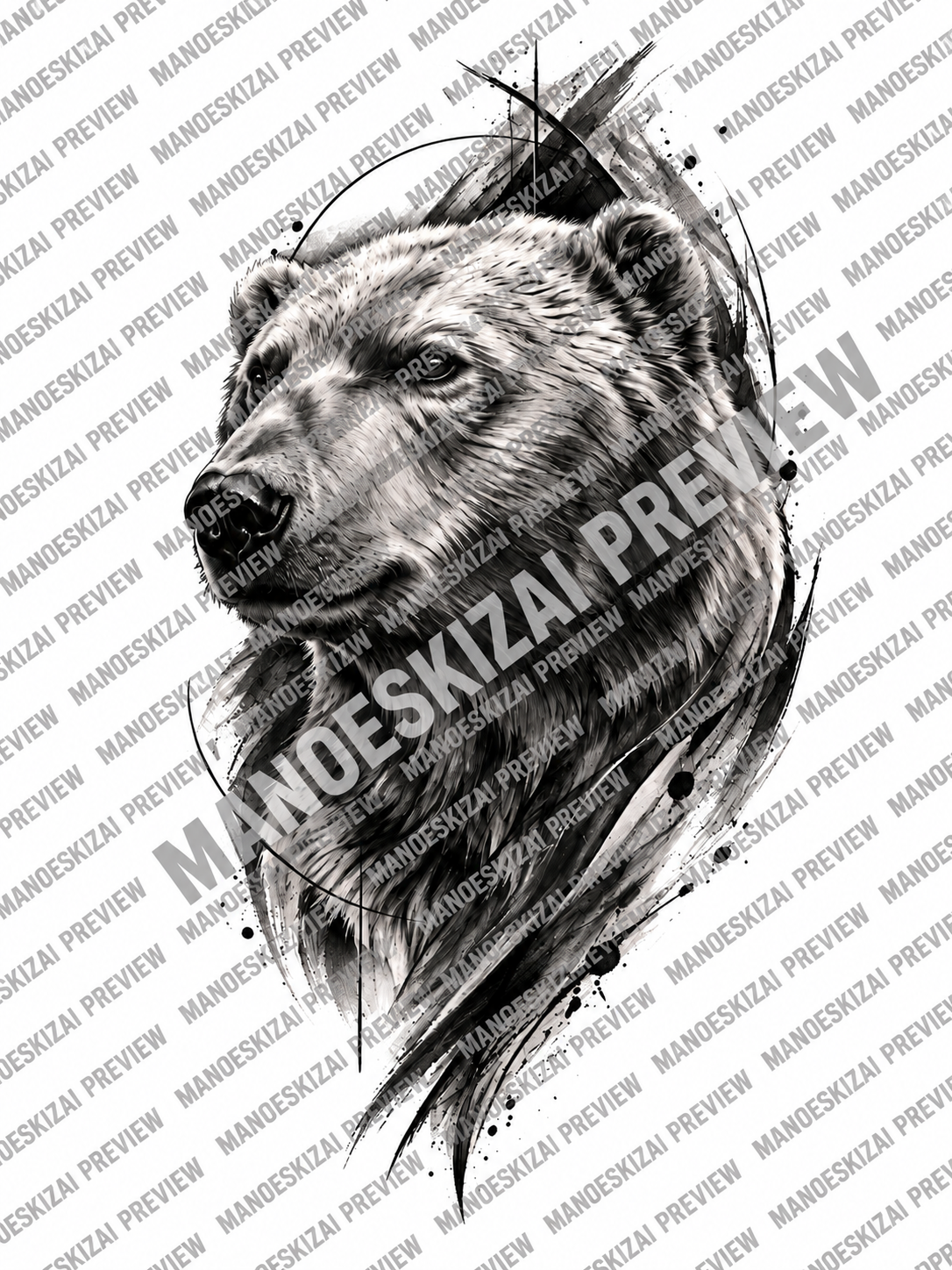 Realistinis lokio portretas – 1/1 tatuiruotės eskizo peržiūra