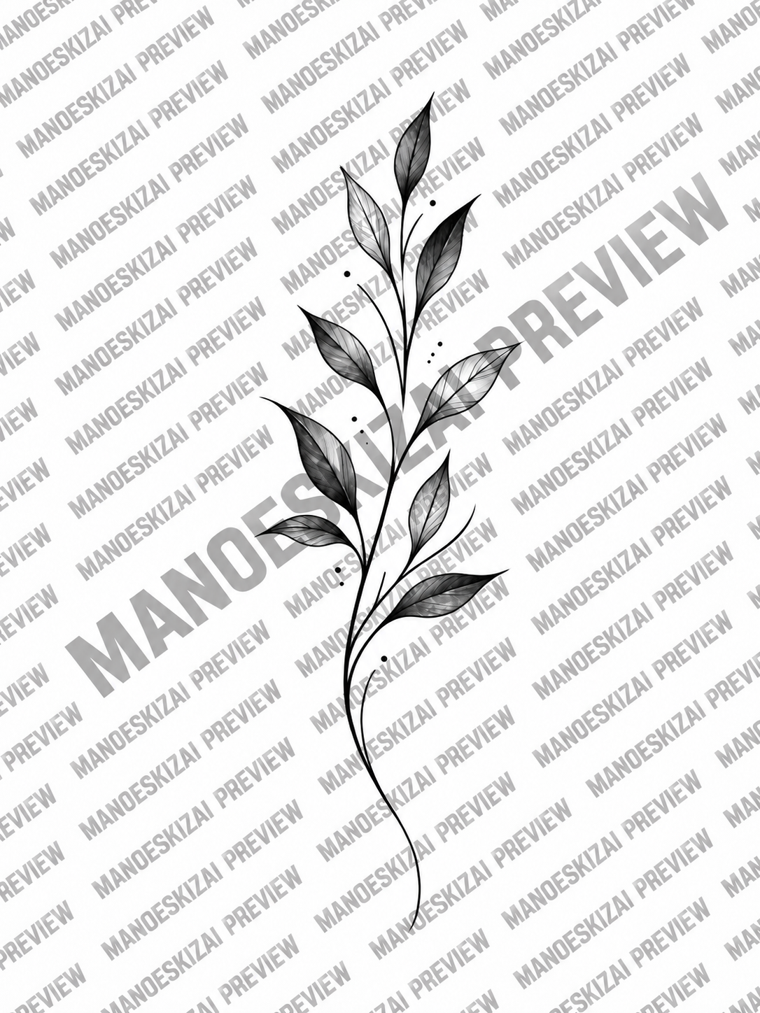 Minimalistinė botaninė šakelė – 1/1 tatuiruotės eskizo peržiūra