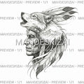 Wolf Neo Traditional Tattoo Design – Exclusive 1/1 – apsaugota ManoEskizai peržiūra