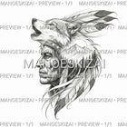Neo Traditional vilko tatuiruotės eskizas – 1/1